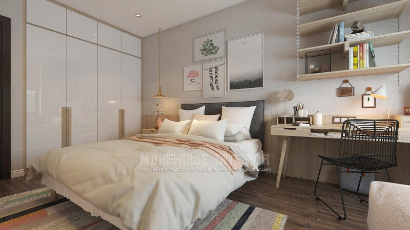 Bộ tranh canvas 4 bức treo tường độc đáo, sinh động tạo nét trẻ trung, đáng yêu cho phòng ngủ nữ. Thiết kế phòng ngủ nhà phố