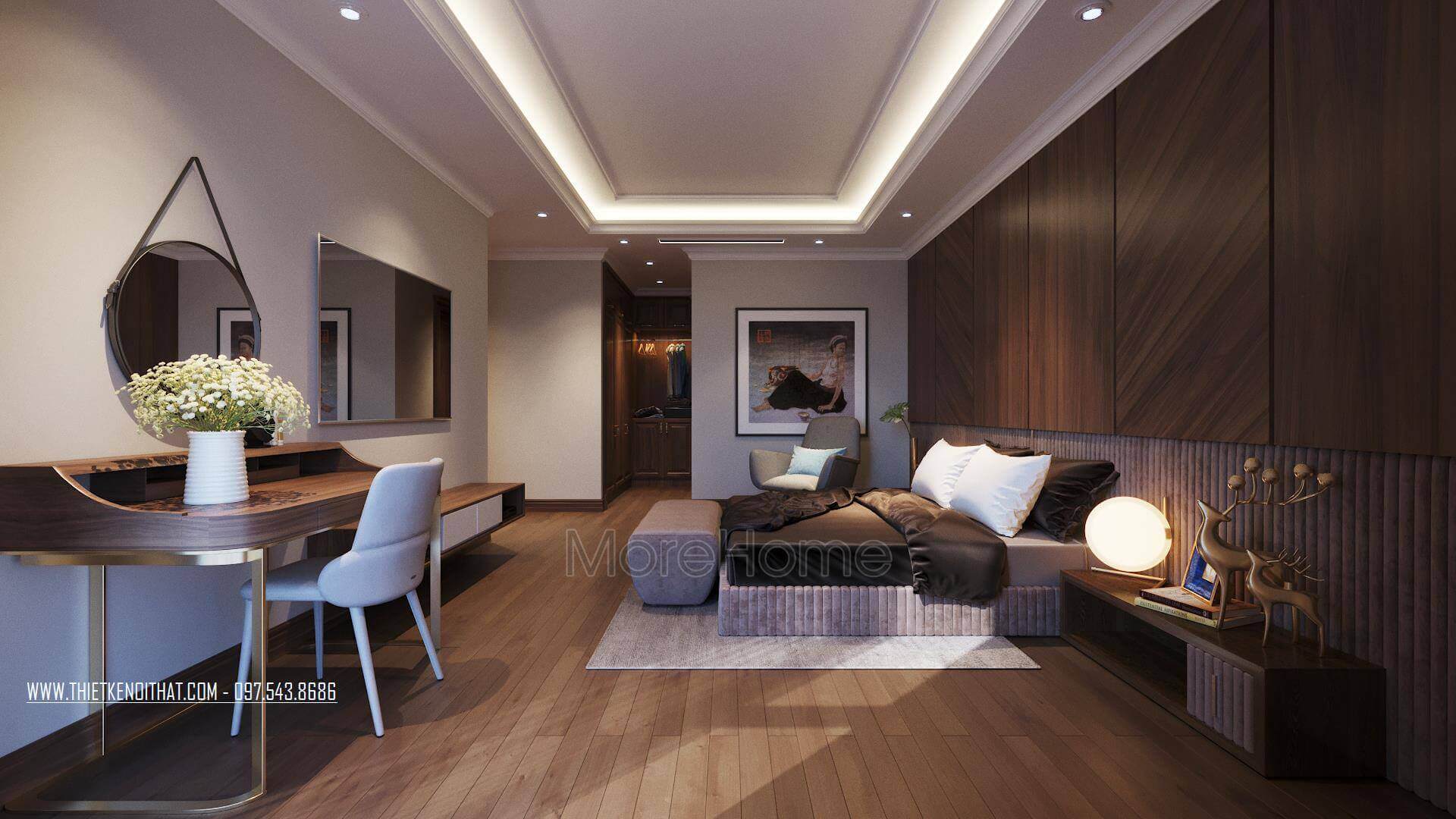 Thiết kế nội thất phòng ngủ master căn chung cư dulex sang trọng đẳng cấp Thiết kế chung cư