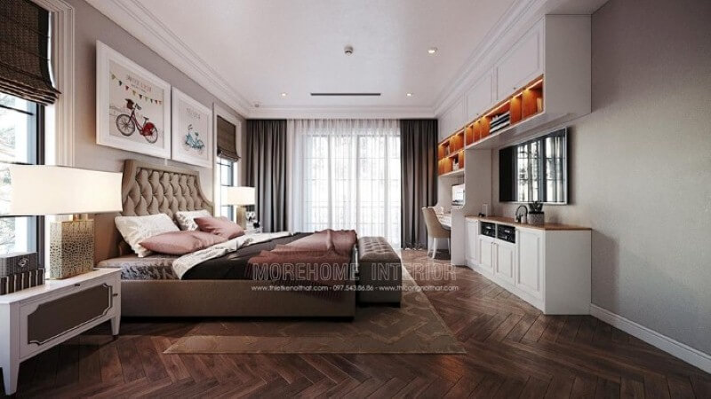 Giường ngủ bọc nệm phong cách đương đại đẹp, sang trọng cho phòng con. Thiết kế chung cư