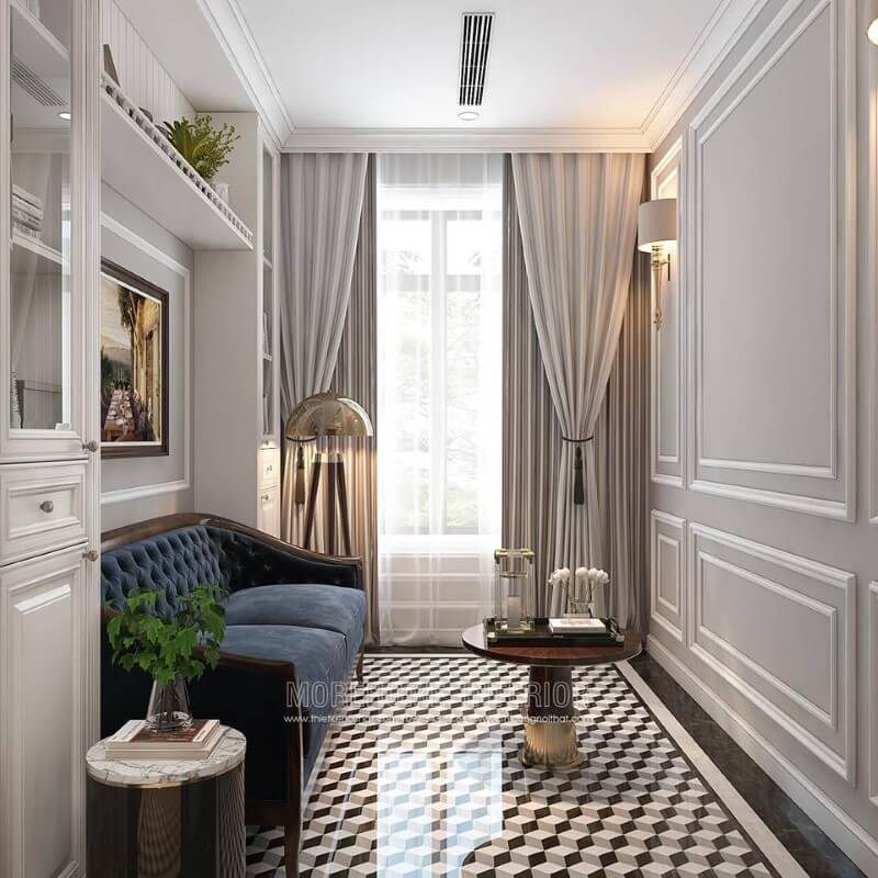 Đèn cây trang trí đẹp, độc đáo cho phòng đọc sách.