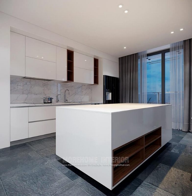 Ấn tượng và lạ mắt với mẫu thiết kế nội thất phòng bếp chung cư hiện đại