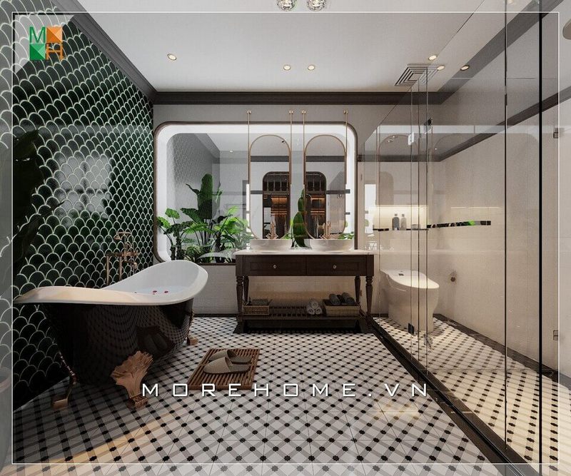 Đặt cặp gương soi bầu dục cạnh nhau tạo ra một cảm giác tiện nghi và ấn tượng.