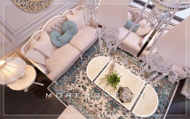 Phòng khách biệt thự có phong cách tân cổ điển đẹp và sang trọng, bạn nên không bỏ qua điều đó.